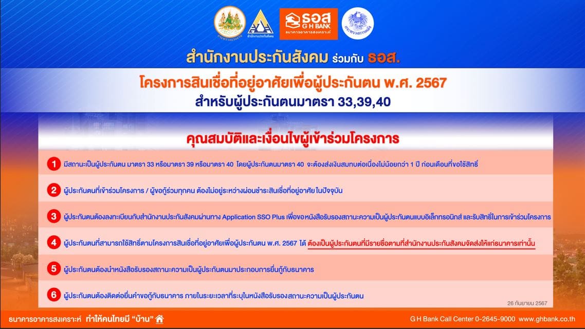 ธอส. ร่วมกับ สำนักงานประกันสังคม ลงนาม MOU โครงการสินเชื่อที่อยู่อาศัยเพื่อผู้ประกันตน พ.ศ. 2567