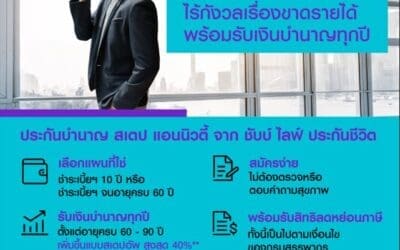 ชับบ์ ไลฟ์ ประกันชีวิต เปิดตัวผลิตภัณฑ์บำนาญลดหย่อนภาษี “สเตป แอนนิวตี้ 90/10 (บำนาญแบบลดหย่อนได้)” และ “สเตป แอนนิวตี้ 90/60 (บำนาญแบบลดหย่อนได้)” ที่ช่วยให้คุณเกษียณได้อย่างมั่นใจ