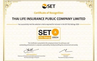 ไทยประกันชีวิต ได้รับการจัดอันดับหุ้นยั่งยืนSET ESG Ratings 2024 ด้วยระดับ “A”