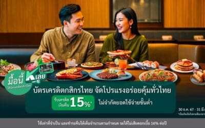 “มื้อนี้ K เลย” กับบัตรเครดิตกสิกรไทย จัดโปรแรงอร่อยคุ้มทั่วไทย รับเครดิตเงินคืน 15%* ไม่จำกัดยอดใช้จ่ายขั้นต่ำ