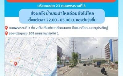 ประกาศ การประปานครหลวง เรื่อง ปรับปรุงระบบท่อประปา