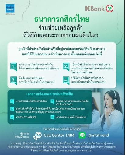 กสิกรไทยออกมาตรการเร่งด่วนดูแลลูกค้าผู้ประสบภัยแผ่นดินไหว