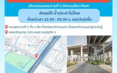 ประกาศ การประปานครหลวง เรื่อง ซ่อมท่อประธาน ที่แตกรั่ว