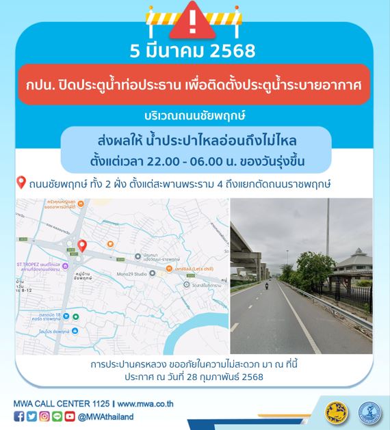 ประกาศ การประปานครหลวง เรื่อง ติดตั้งประตูน้ำระบายอากาศ