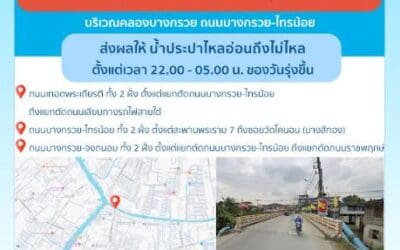 ประกาศ การประปานครหลวง เรื่อง ซ่อมประตูน้ำระบายอากาศ