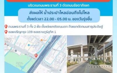 ประกาศ การประปานครหลวง เรื่อง ปรับปรุงระบบท่อประธาน