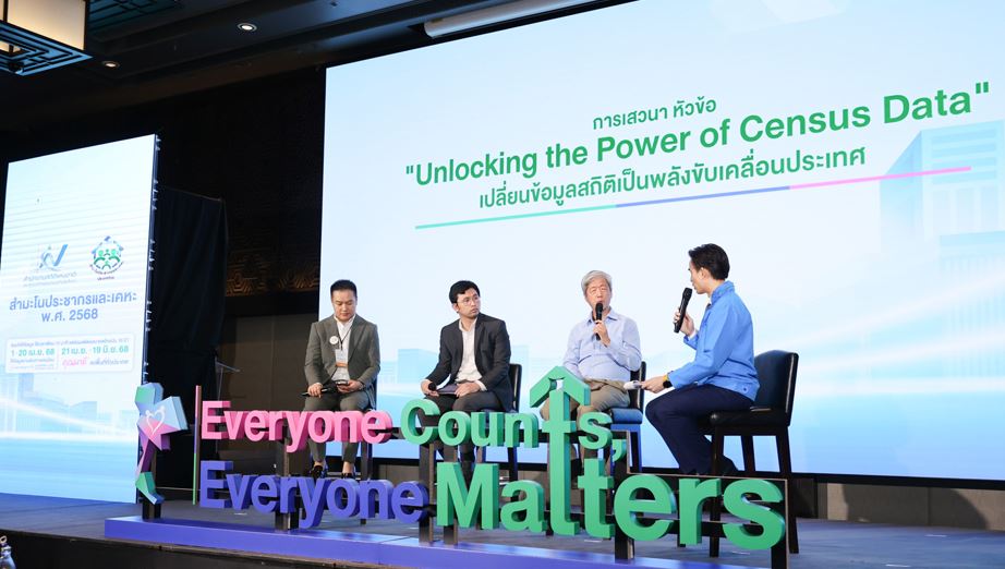 รองนายกรัฐมนตรีและรมว.ดีอี เป็นประธานเปิดโครงการสำมะโนประชากรและเคหะ พ.ศ. 2568
เพราะทุกคนสำคัญ ทุกข้อมูลมีความหมาย ร่วมสร้างอนาคตไทยให้ดีขึ้น
Everyone Counts, Everyone Matters