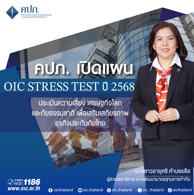 คปภ. เปิดแผน OIC Stress Test ปี 2568 ประเมินความเสี่ยงเศรษฐกิจโลกและภัยธรรมชาติ เพื่อเสริมเสถียรภาพธุรกิจประกันภัยไทย