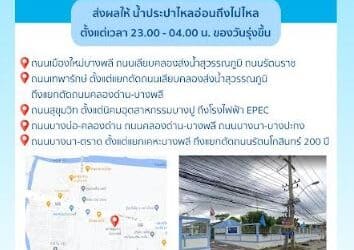 ประกาศ การประปานครหลวง เรื่อง บำรุงรักษาระบบไฟฟ้า