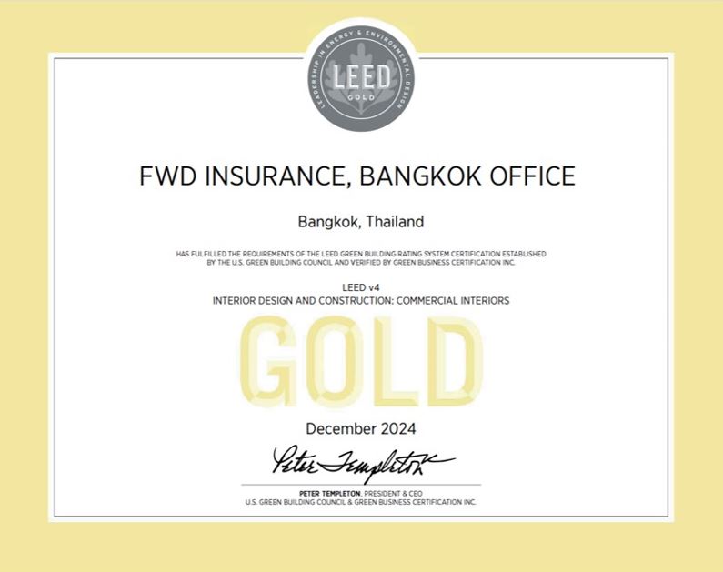 ออฟฟิศใหม่มาตรฐาน LEED Gold Certified ที่ FWD ประกันชีวิต—สมดุลระหว่างความใส่ใจสิ่งแวดล้อมพร้อมการดูแลพนักงาน
