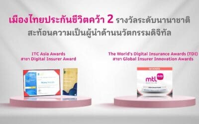เมืองไทยประกันชีวิต คว้า 2 รางวัลระดับนานาชาติ สะท้อนความเป็นผู้นำด้านนวัตกรรมดิจิทัลในอุตสาหกรรมประกันภัย