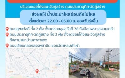 ประกาศ การประปานครหลวง เรื่อง สำรวจหารอยรั่วในท่อประธาน