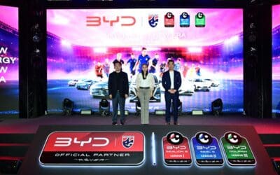 BYD ประกาศสนับสนุนฟุตบอลทีมชาติไทย และไทยลีกอย่างเป็นทางการ ภายใต้แนวคิด “BYD ชาร์จพลังบอลไทย” ขับเคลื่อนวงการลูกหนังด้วยพลังงานแห่งอนาคต