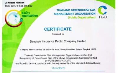 กรุงเทพประกันภัยได้รับประกาศนียบัตรเชิดชูเกียรติ “คาร์บอนฟุตพริ้นท์ขององค์กร” สะท้อนถึงความมุ่งมั่นสู่สังคมคาร์บอนต่ำ