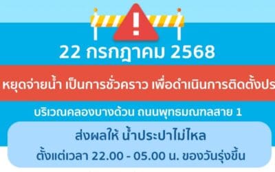 ประกาศ การประปานครหลวง เรื่อง ดำเนินการติดตั้งประตูน้ำ