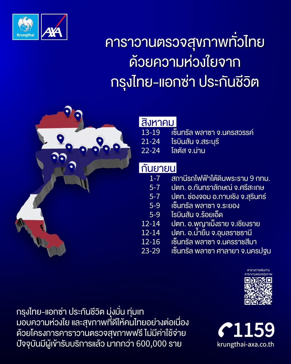 กรุงไทย - แอกซ่า ประกันชีวิต จัดโครงการ “คาราวานตรวจสุขภาพทั่วไทย” มอบบริการตรวจสุขภาพ ฟรี! ตลอดเดือนสิงหาคม – กันยายนนี้