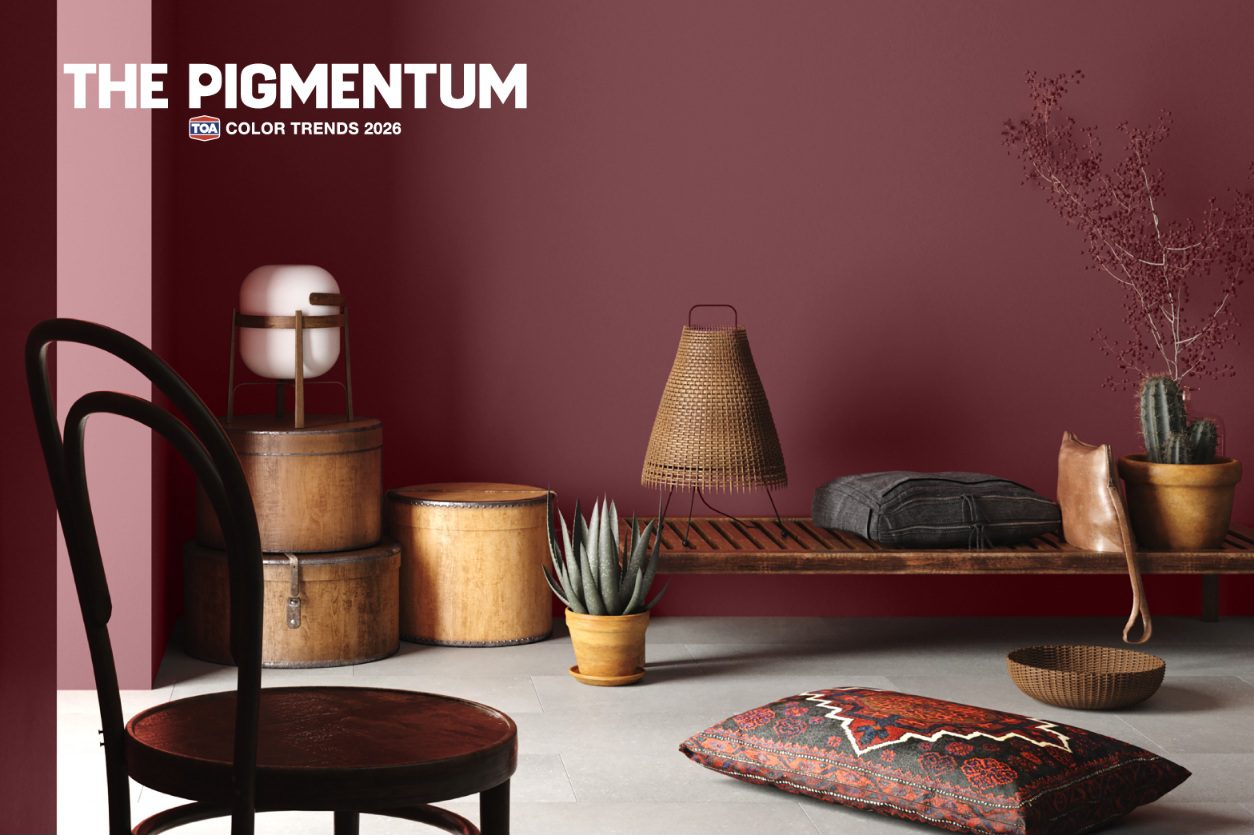 TOA เปิดตัวเทรนด์สี 2026 ‘The Pigmentum’ เมื่อสีสันคือพลังขับเคลื่อนชีวิต
พร้อมเจาะลึก 4 กลุ่มสี สะท้อนตัวตน จาก 5 สถาปนิกนักออกแบบชั้นนำ
