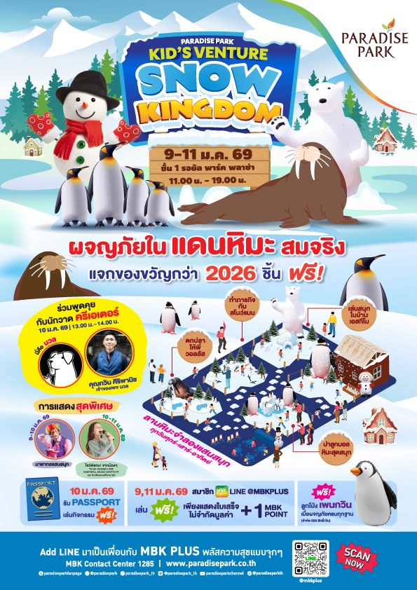 รวม 4 พิกัด ศูนย์การค้าเครือเอ็ม บี เค จัดงาน “KID’S VENTURE 2026”  ฉลองวันเด็กแห่งชาติ ขนของขวัญมาแจกฟรี รวมกว่า 2,026 ชิ้น