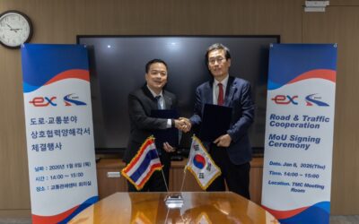 กทพ. จับมือ Korea Expressway Corporation ลงนามความร่วมมือเชิงวิชาการและการวิจัยในด้านการพัฒนางานหรือโครงการที่เกี่ยวข้องกับการขนส่งทางถนน การดำเนินธุรกิจทางพิเศษ