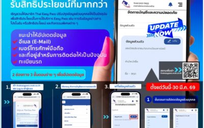 กทพ. เชิญชวนสมาชิก Thai Easy Pass อัปเดตข้อมูลส่วนบุคคลให้เป็นปัจจุบันเพื่อรับสิทธิประโยชน์สูงสุดในการใช้บริการของกทพ.