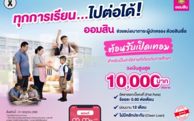 ออมสิน ปล่อย “สินเชื่อต้อนรับเปิดเทอม” ดอกเบี้ยต่ำ 0.60% ต่อเดือน ไม่ต้องใช้หลักประกัน ช่วยผู้ปกครองลดภาระค่าเทอมใหม่ ยื่นกู้สะดวกผ่าน MyMo