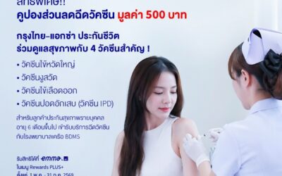 กรุงไทย-แอกซ่า ประกันชีวิต ส่งเสริมสุขภาพเชิงป้องกัน มอบสิทธิพิเศษคูปองวัคซีน 500 บาท เพื่อลูกค้าคนสำคัญ