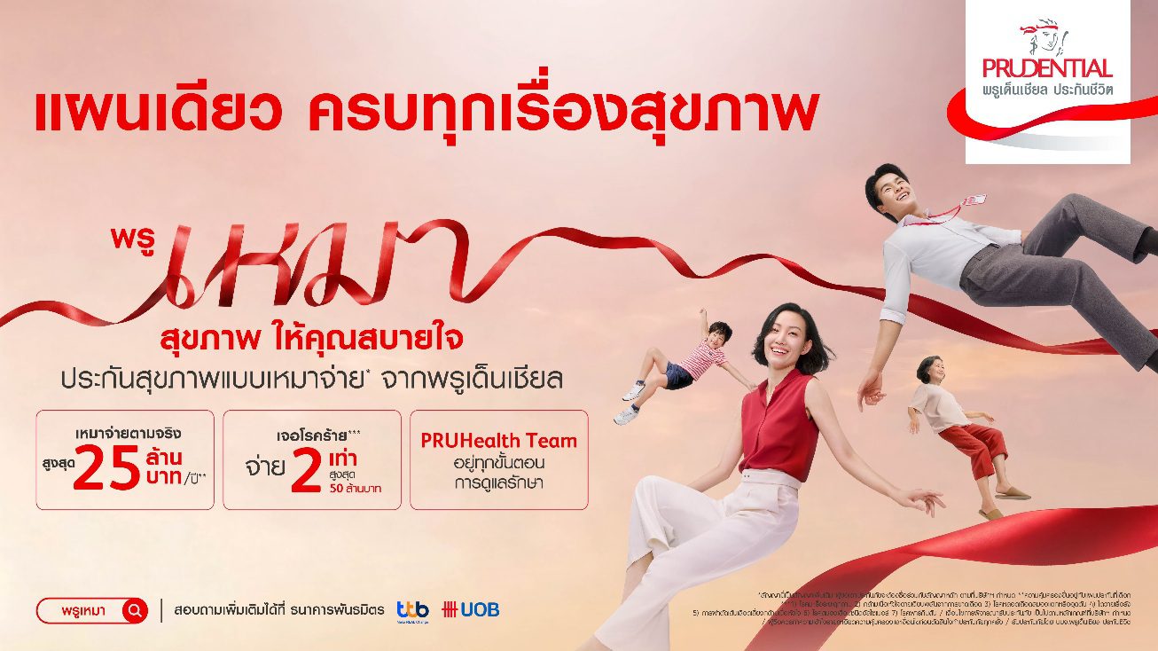 พรูเด็นเชียล ประเทศไทย เปิดตัวแคมเปญใหม่ “พรูเหมาสุขภาพ ให้คุณสบายใจ” เดินหน้าประกันสุขภาพเหมาจ่ายที่มอบความสบายใจแก่คนไทยทุกช่วงวัย