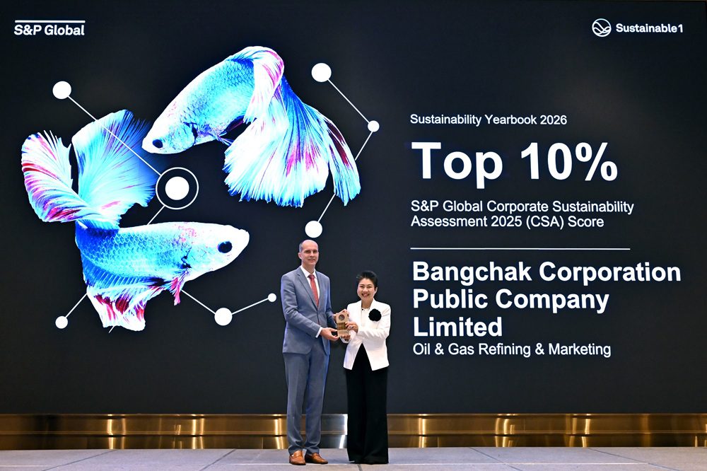 บางจากฯ ได้รับการจัดอันดับด้านความยั่งยืน Top 10% ของโลก จาก S&P Global อันดับ 2 ของโลก ในกลุ่มอุตสาหกรรม Oil & Gas Refining & Marketing จากการประเมิน 48 บริษัททั่วโลก