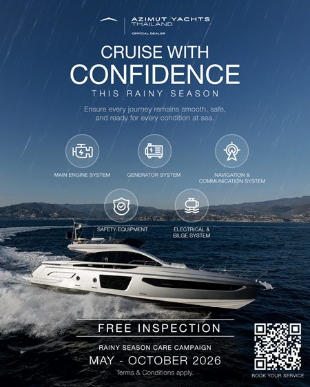 เอ็มจีซี มารีนฯ จัดแคมเปญ ‘Rainy Season Check-up 2026’ เชิญชวนรับบริการตรวจสภาพฟรี! เรือยอทช์ ‘อะซิมุท’ และ เรือสันทนาการ‘คริส-คราฟท์’ ยกระดับความปลอดภัยในช่วงฤดูฝน ถึง 31 ตุลาคมนี้