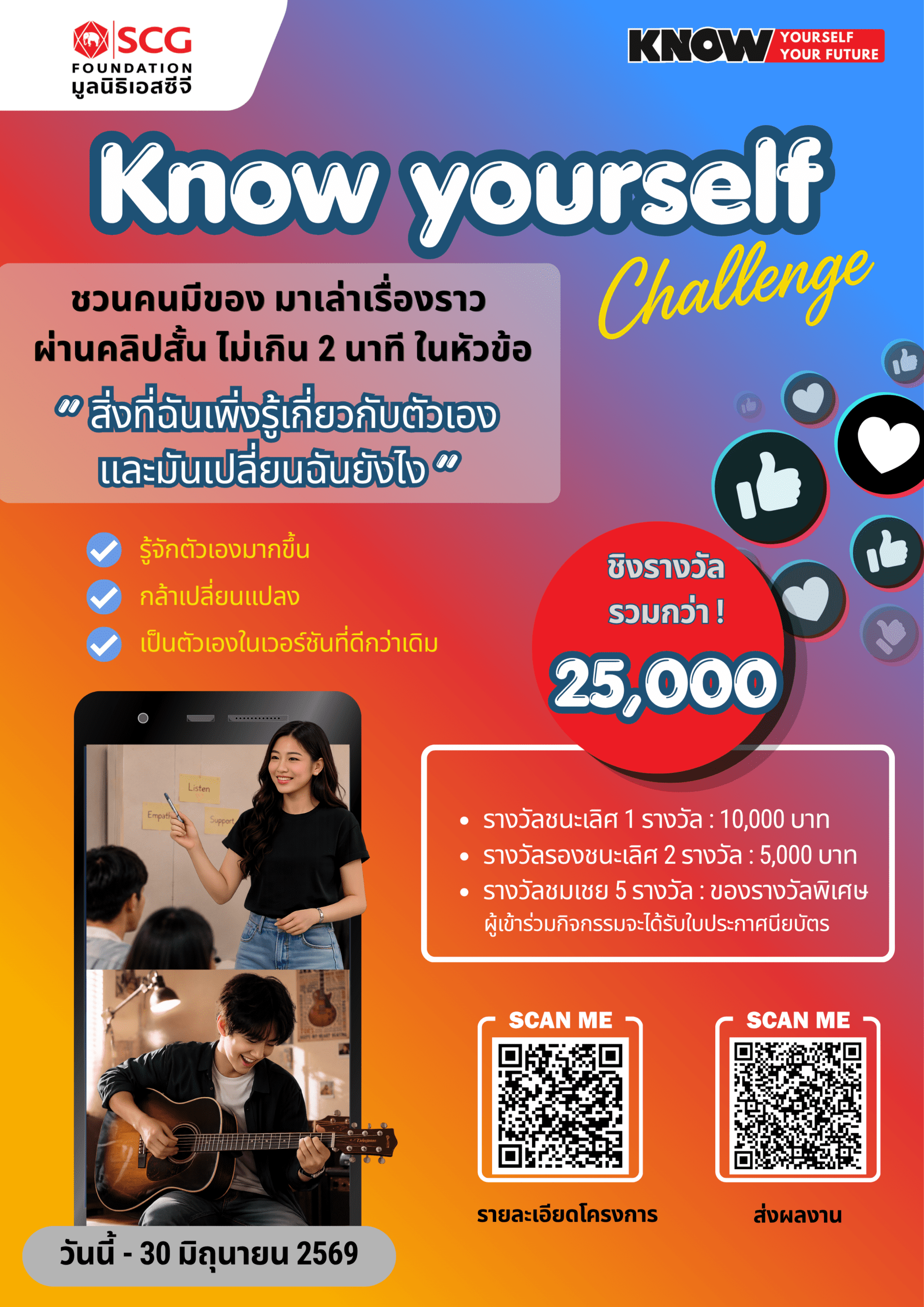 มูลนิธิเอสซีจี ชวนคนรุ่นใหม่ประกวดคลิปสั้น “Know Yourself Challenge” ส่งต่อเรื่องเล่าที่อาจเปลี่ยนชีวิตใครอีกหลายคน